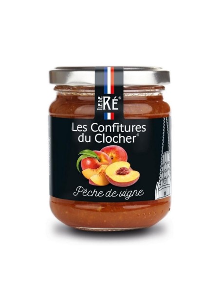 Un pot de confiture extra à la Pêche de vigne de fabrication artisanale