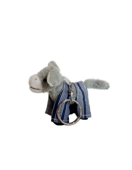 Porte Clés Peluche Äne Gris Cuottes Bleues de l'Ile De Ré