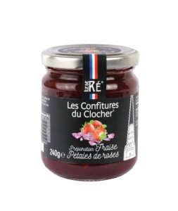 Confiture Artisanale de Fraises et Pétales de Roses produit à Ars en Ré par Les Confitures Du Clocher