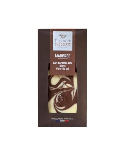 Tablette de Chocolat Marbrée au Lait Caramel Fleur De Sel, spécialités Ile de Re Chocolats