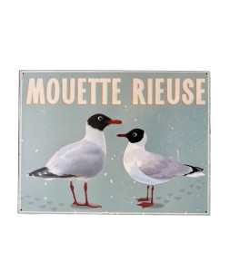 Plaque métal déco Mouette Rieuse, style bord de mer disponible au 1Bis Epicerie Fine à Ars en Ré