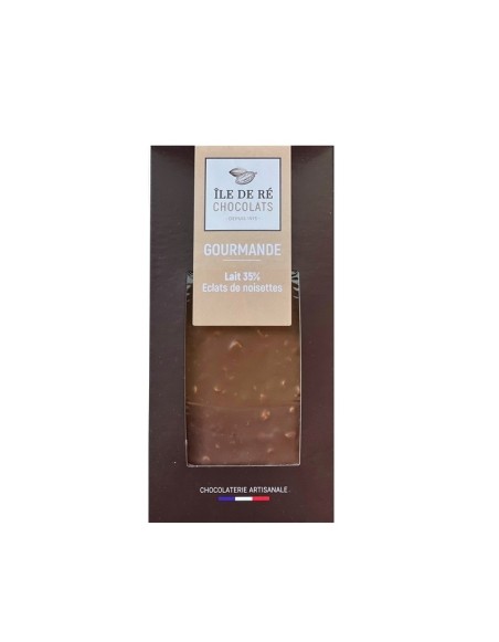 Tablette de Chocolat au Lait aux éclats Noisettes, spécialités Ile de Re Chocolats
